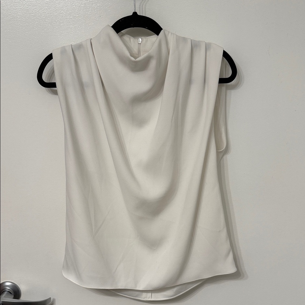 Zara Cream Draped Sleeveless Blouse